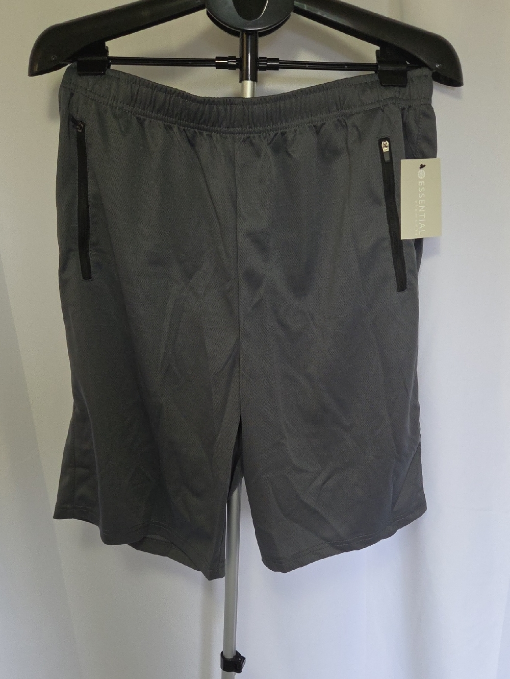Men's Athletic Dark Grey Zip-Pocket Shorts